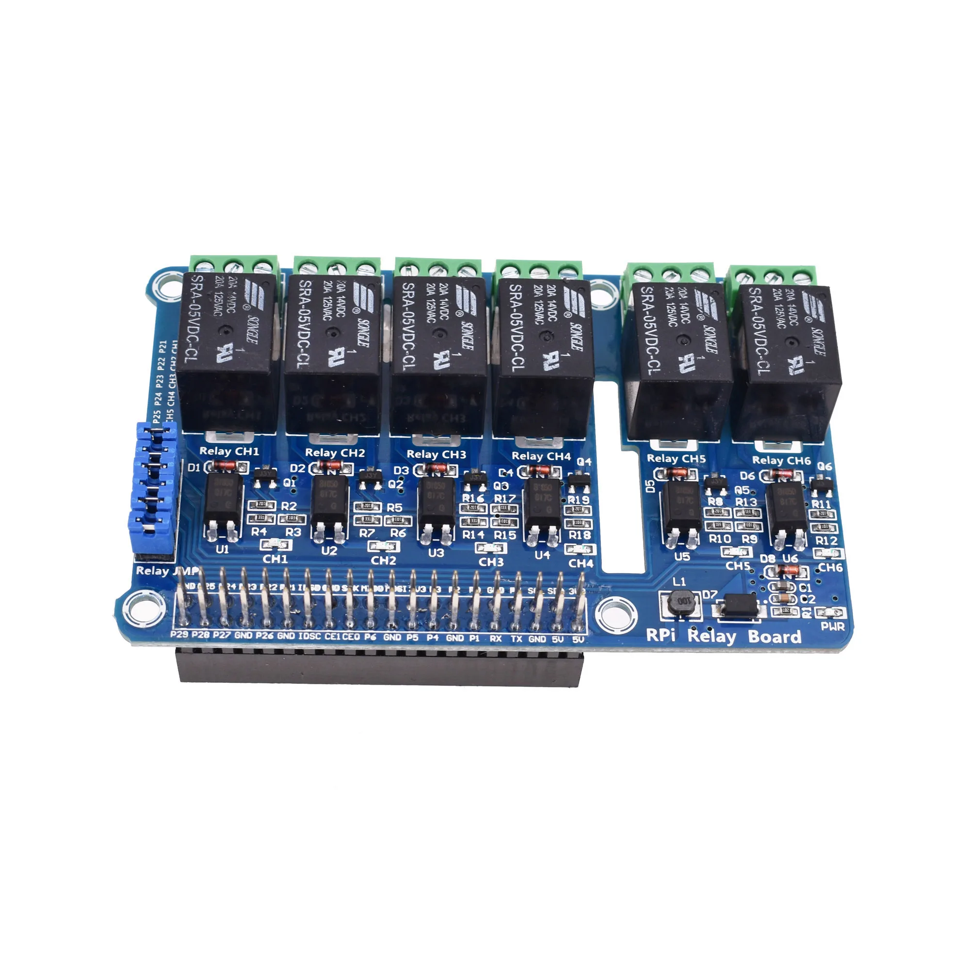 6-Channel raspberry pi relay Shield Module extension board for Raspberry Pi A+/B+/2 B/3B