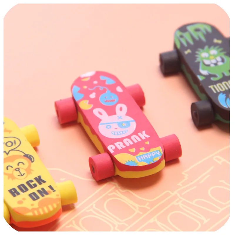 1 PCs creative cartoon skateboard car cute eraser student eraser school supplies wholesale