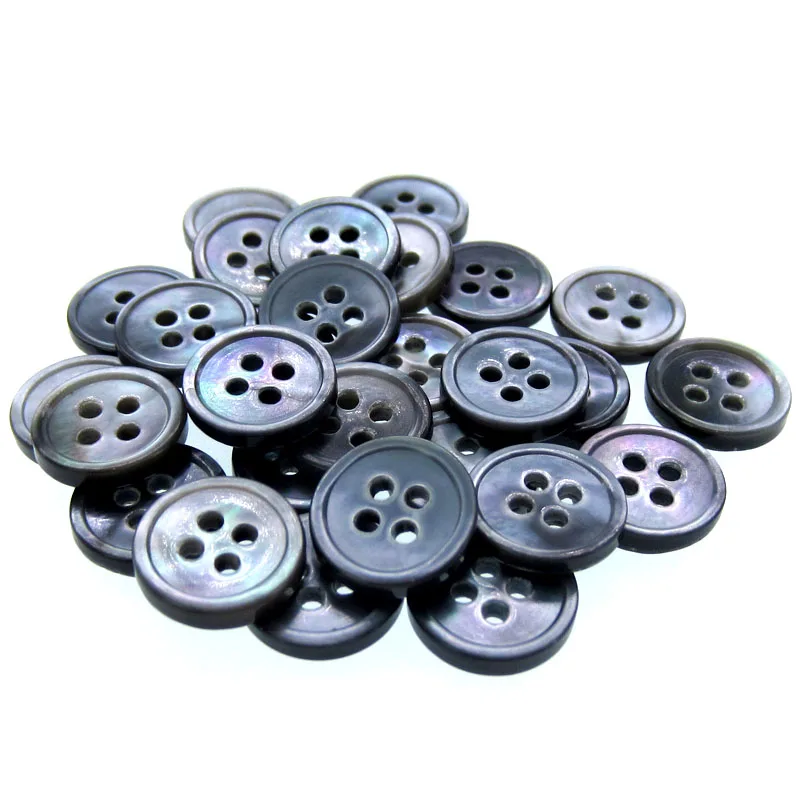 30Pcs Black mother of pearl shirt buttons natural shell buttons black iridescent Buttons 9mm~11.5mm