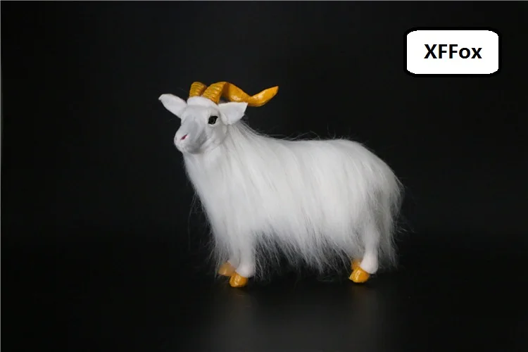 new simulation goat model polyethylene&furs real life yellow Shofar sheep gift about 23x20cm xf2107