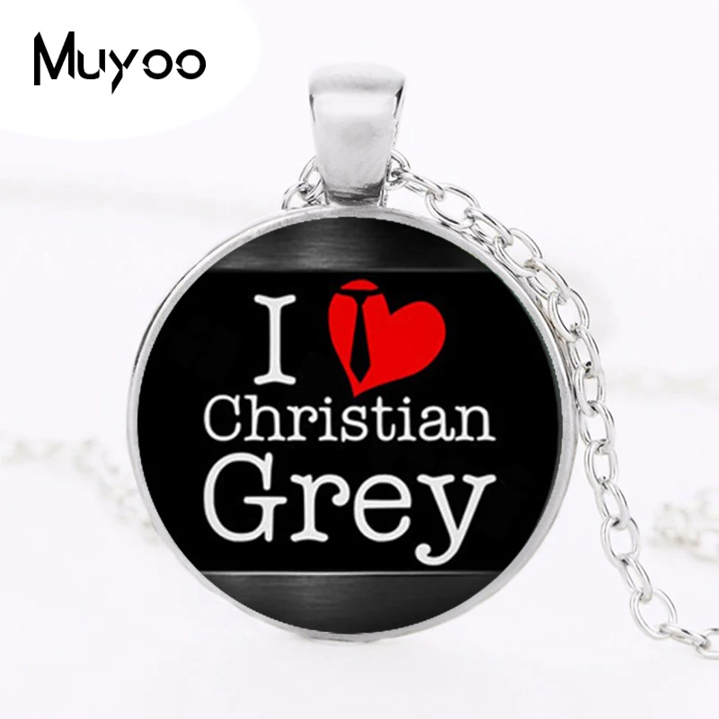 Fünfzig Schattierungen von Grau, 50 Shades Of Grey Halskette ich liebe Christian grau Schmuck, Christian anhänger, geschenk für Sie Ihn HZ1