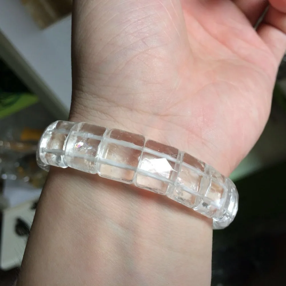 White Rock Quartz/ Crystal Stone Beads Bracelet Natural Gemstone Jewely Bangle For Women For Gift Wholesale