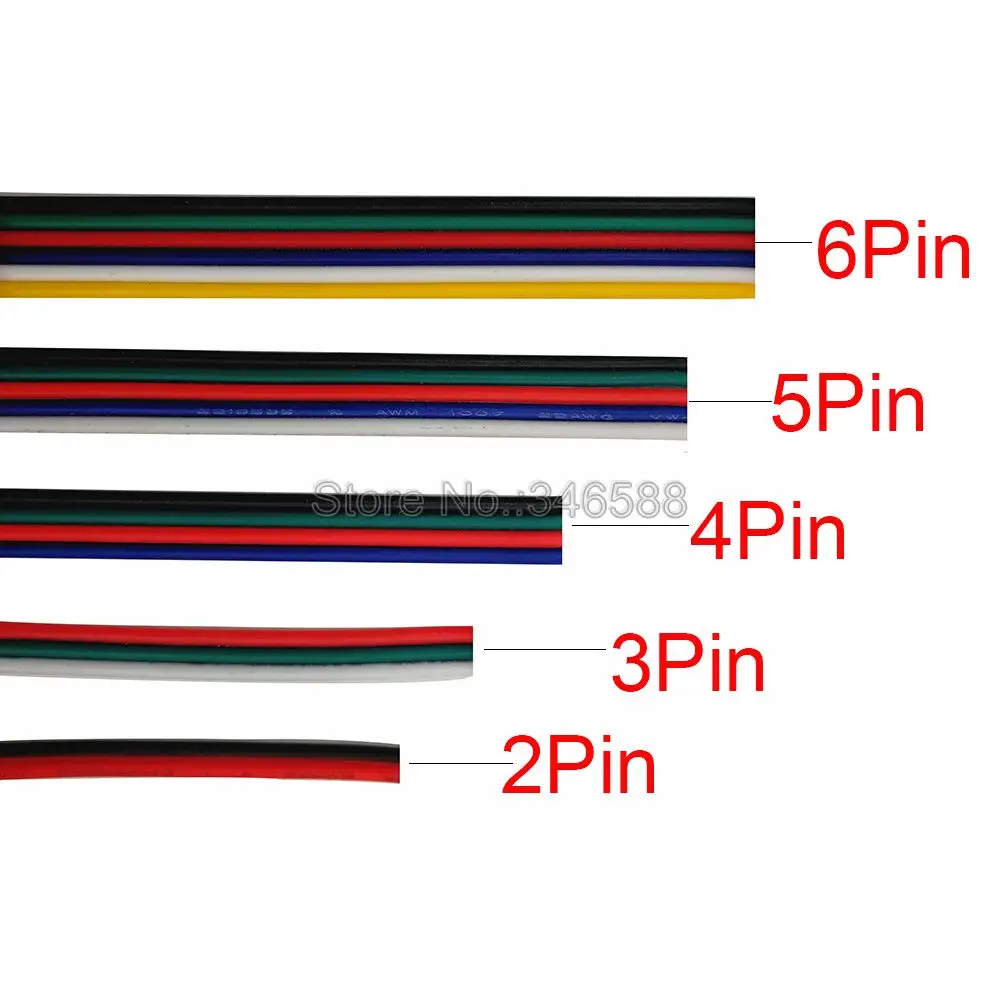 10m/20m LED Cable Extension Wire Cord Connector 22AWG 2Pins 3Pins 4Pins 5Pins 6Pins for RGB RGBW RGBCCT Single Color LED Strips