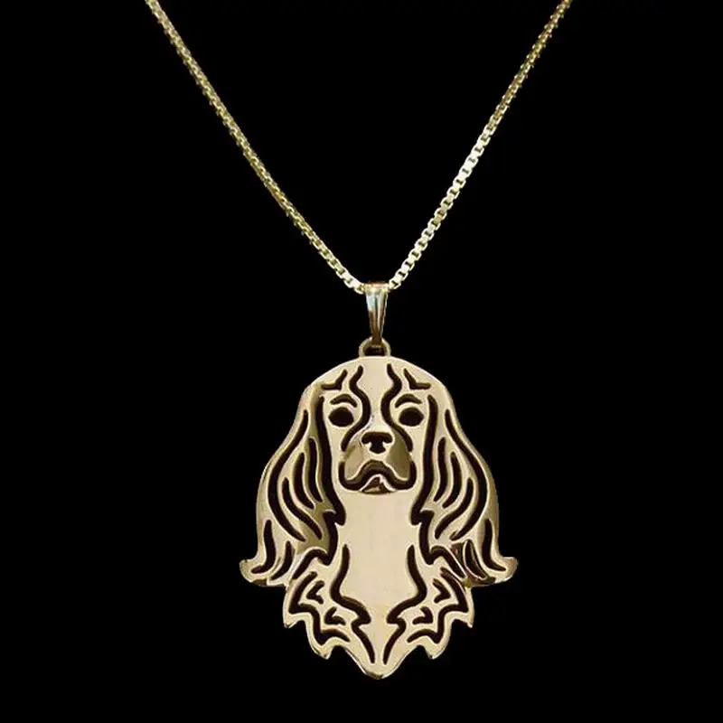 Fashion Jewelry Metal Pet Chain Necklaces Lovers' Cute Cavalier King Charles Pendant Necklaces Drop Shipping