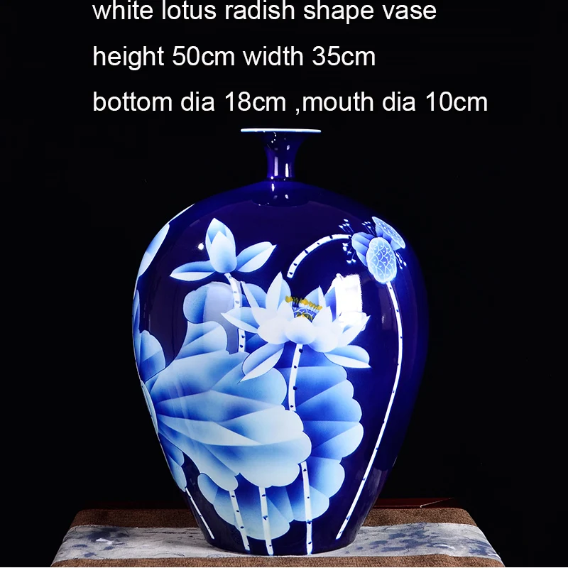 Imagem -06 - Grande Coleção de Vaso Azul Jingdezhen Cerâmica Mestre Pintado à Mão Lótus Branco Porcelana Fina Vaso Decorativo Flor