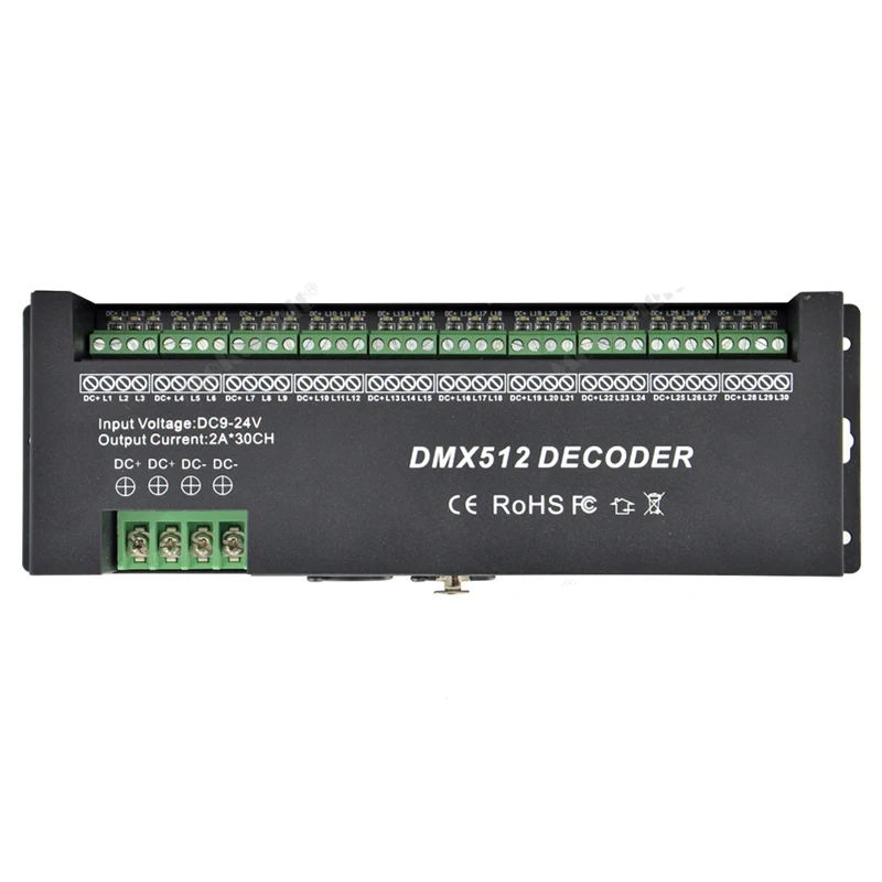 Imagem -02 - Controlador de Faixa Led Rgb Dmx512 30 Canais 30 Canais Dmx 512 Decodificador Driver de Dimmer