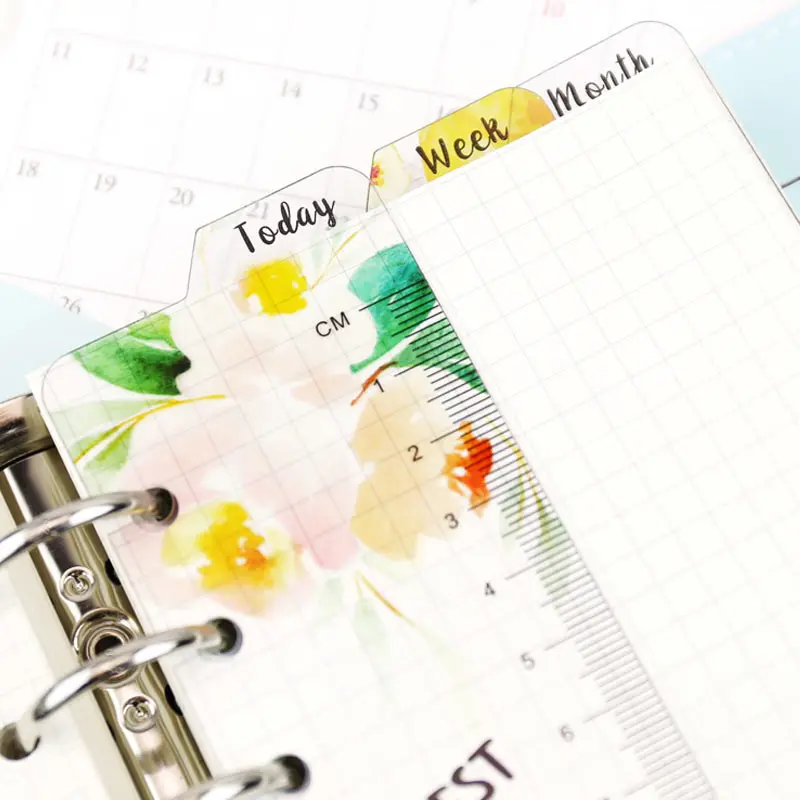 Yiwi Today Week Month Ruler A5 A6 Frosted Planner Agenda Dokibook for 6 Holes Loose Leaf Spiral Notebook Organizer Ruler