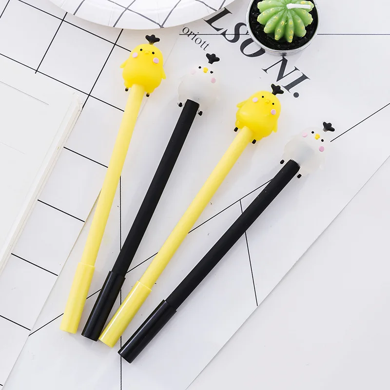 1 Pcs Creative Stationery Neutral Pen Kawaii Cartoon Style Gulu Chicken Black Pen Signature Neutral Pen Christmas Novelty