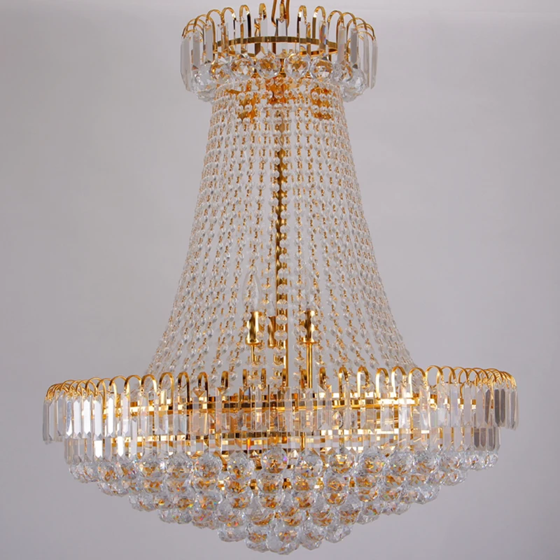 

Luxury Royal Empire Golden Europen Crystal Chandelier Large Contemporary Lighting French Style Hotel Lobby Design