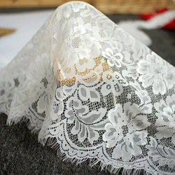 3M / lot 27cm Wide Black White Grey Lace Fabric trim Wedding Decoration Sewing Applique Eyelashes Lace Ribbon