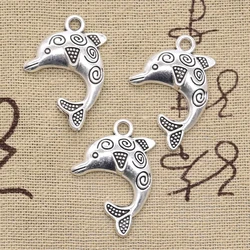 10pcs Charms Dolphin 24x30mm Antique Pendant Fit Vintage Tibetan Silver Color DIY Handmade Jewelry