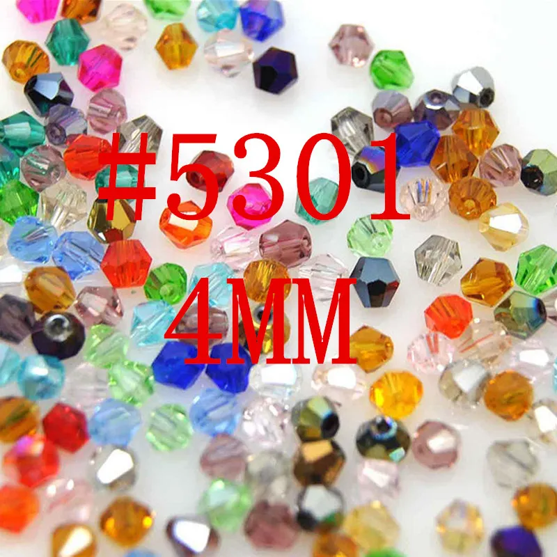 5301 100PCS 400 500PCS 4mm  mixed colors Crystal bicone Beads for swaro Free Shipping Wholesale Jewelry Shop H164