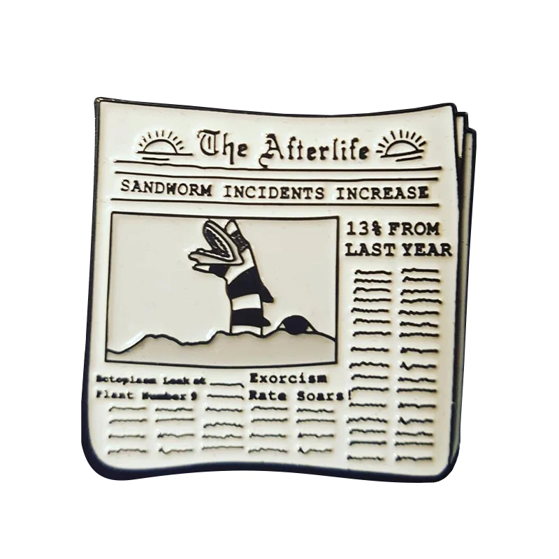 The afterlife newspaper badge sandworm incidents increase news pin retro nostalgic jewelry