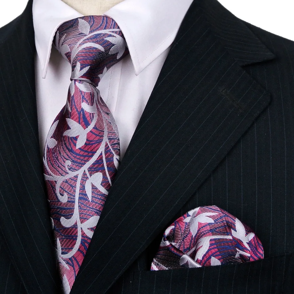 Paisley Floral Tie Set Colorful Mens Ties Necktie Pocket Square 100% Silk Jacquard Woven Gorgeous Gift For Men Handmad Wholesale