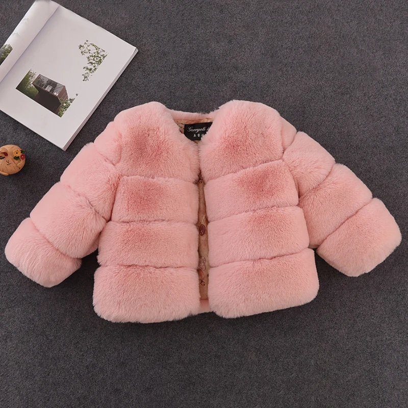 New Winter Children\'s Fur Coat Elegant Baby Girl Faux Fur Jackets And Coats Warm Parka Kids Outerwear Clothes Thicken Girls Coat