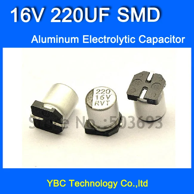 

Free Shipping 200pcs/lot 16V 220UF SMD Aluminum Electrolytic Capacitor 6.3*7.7MM