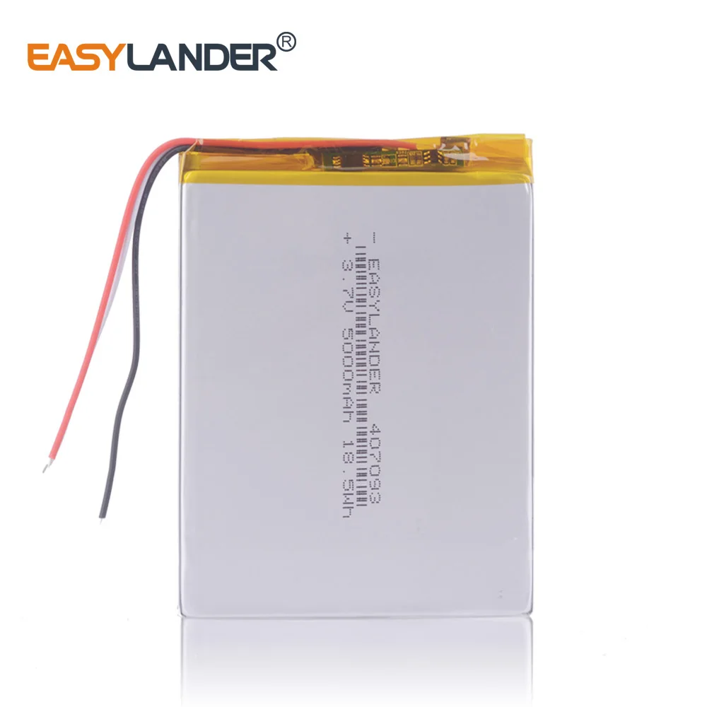 3Wires  407093 3.7V 5000mAh tablet battery with Protection Board For Tablet PC U25GT Wexler tab 7ID Prestigio Muze 3708 3G