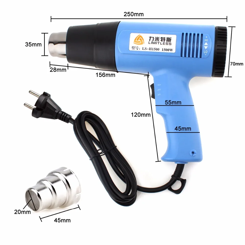 AC220V EU Plug 1500W Air Volume Electric Heat Gun Multifunctional Handheld Hotair Gun