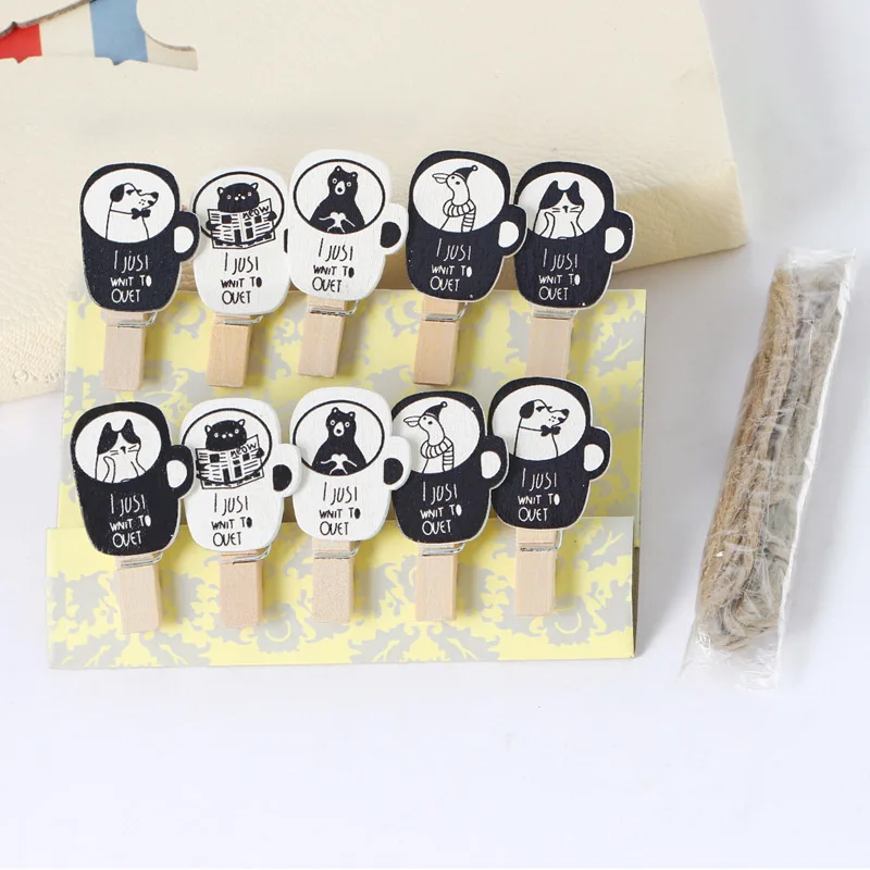 10 pcs 35x7mm DIY Mooie Houten Wasknijpers Wasknijper Clips Office Party Decoratie Accessoires Foto Opknoping Pinnen multifunctionele