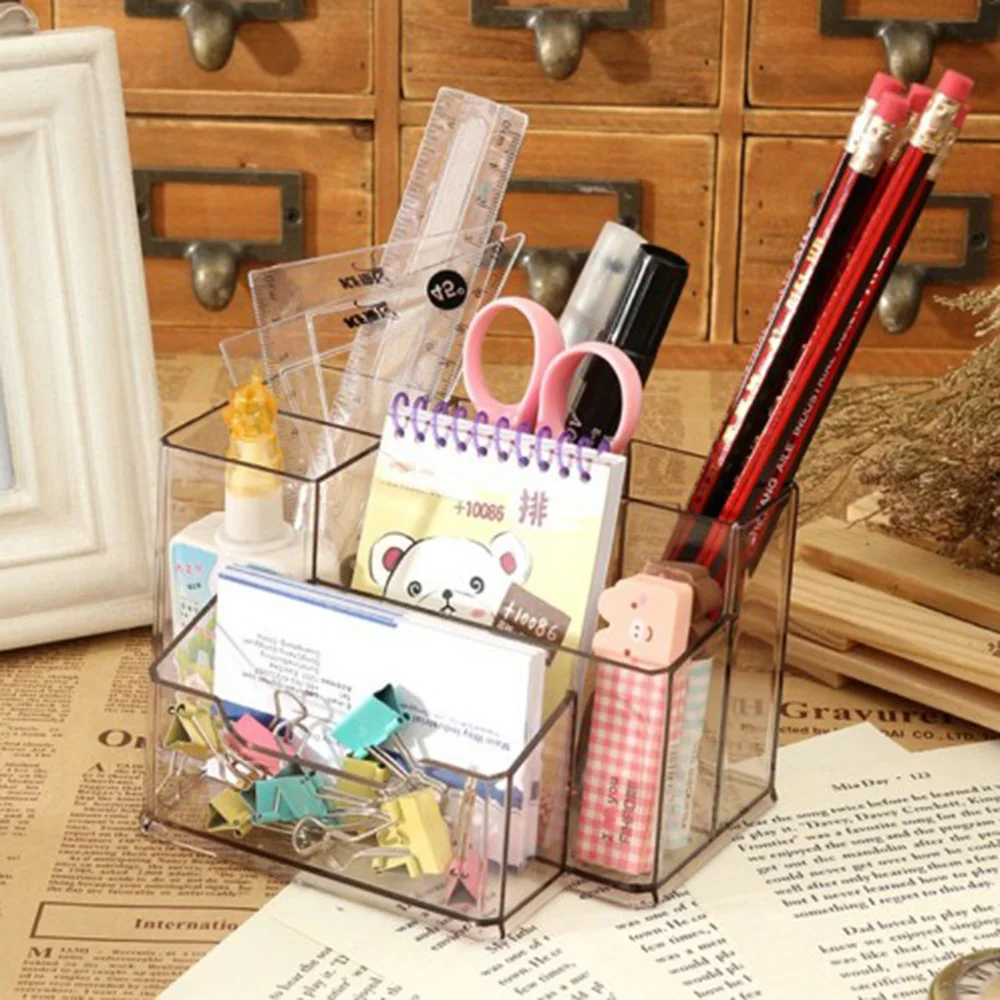 2019 new style Transparent Office pen container pen holder Storage box Stationery office organizer School supplies escritorio