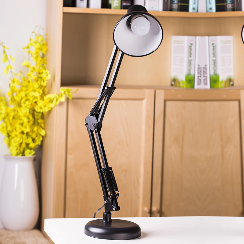 Dual usage vintage style led lamp eye protection bedside lamp holder long arm iron folding clip