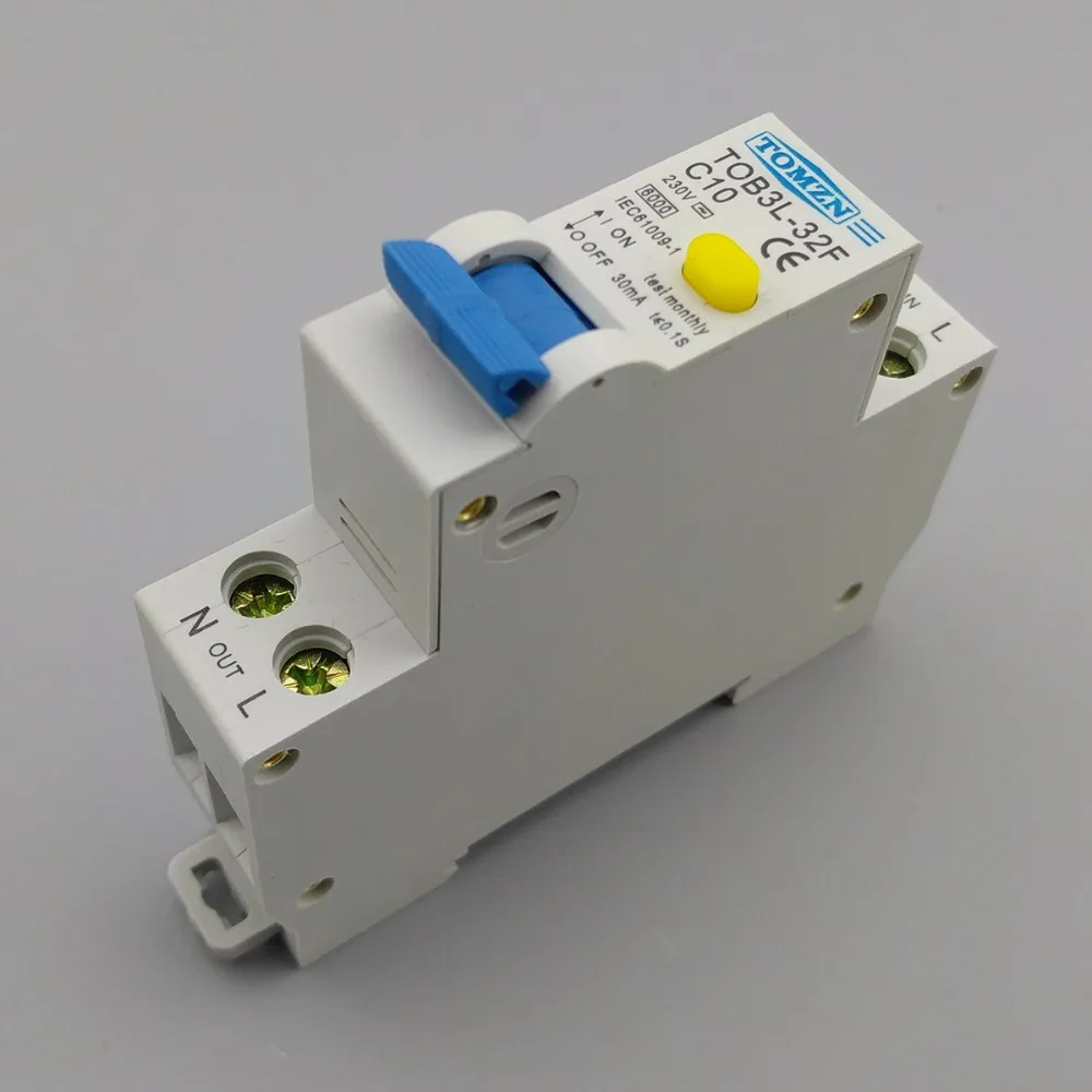 18MM RCBO 10A 1P+N 6KA Residual current differential automatic Circuit breaker with over current and Leakage protection