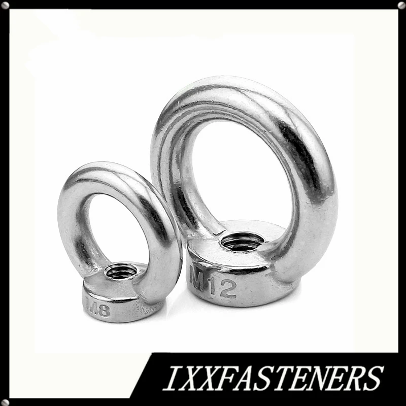 2PCS M3 M4 M5 M6 M8 M10 M12 M14 M16 M18 M20 M24 M27 M30 Stainless Steel 304 Marine Lifting Eye Nut Ring Nut Thread