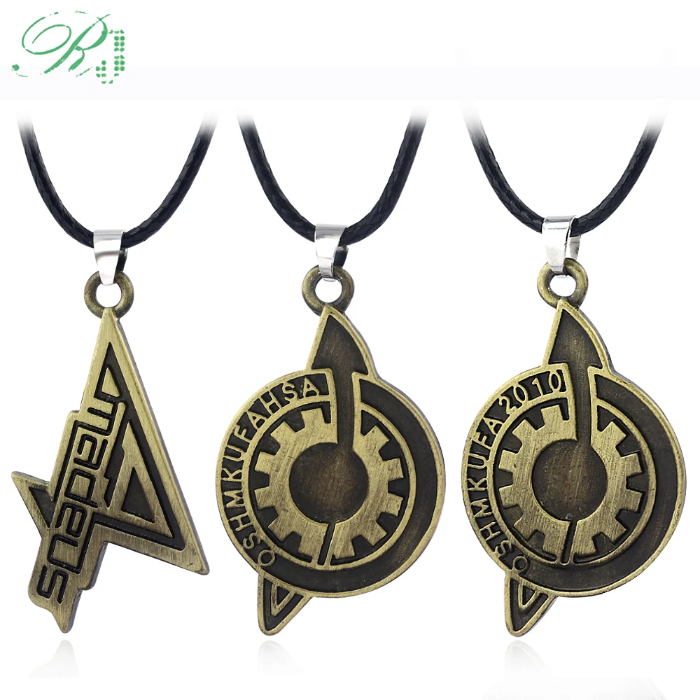 RJ Hot Game Steins Gate Badge Necklaces Pendants Amadeus Makise Kurisu Labmen The Fate of The Stone Keyring OSHMKUFA Jewelry