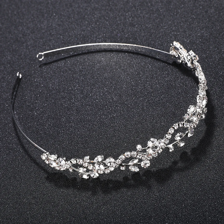 Miallo Wedding Tiaras Bridal Hairpins Rhinestone Girls Headband Silver Color Leaves Crystal Crowns Accessories Jewelry for Hair
