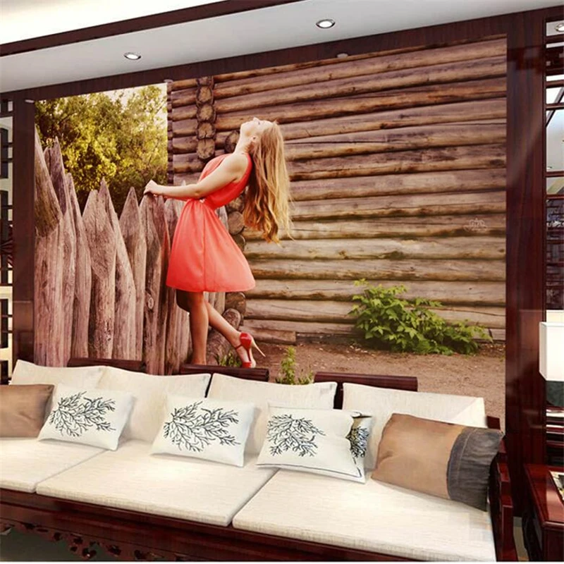 

beibehang Custom Photo Wallpaper 3D European Pastoral Girl Wood House Living Room Bedroom Murals papel de parede 3d wallpaper