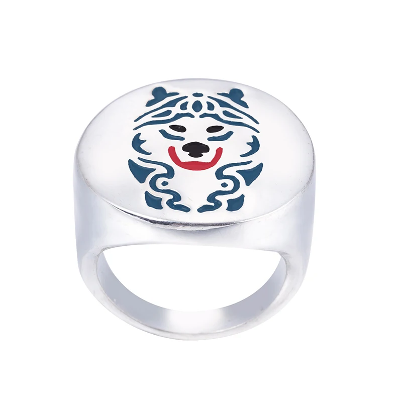 Alaskan Malamute ring with color selection enamel jewelry lovers and owners-Pet