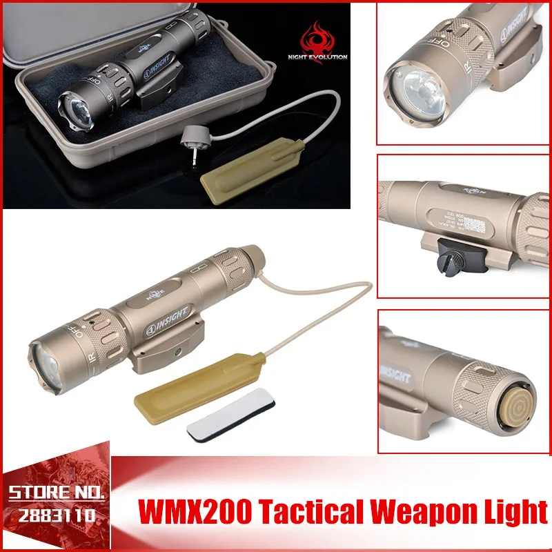 Night Evolution WMX200 Weapon Tactical Gun Light Led Rma Flashlight Strobe IR Light for Picatinny Rail Spotlight Hunting SF Pist