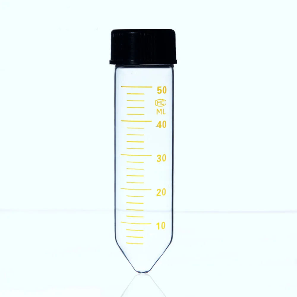 5pcs 50mL Glass Centrifuge Test Tube With Screw Cap Conical Bottom Lab Supplies