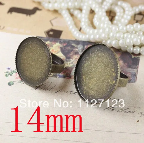 

free shipping!!!!!100Pcs 14MM bezel ring blanks, Bronze tone, wide band ring bases with a sererated setting