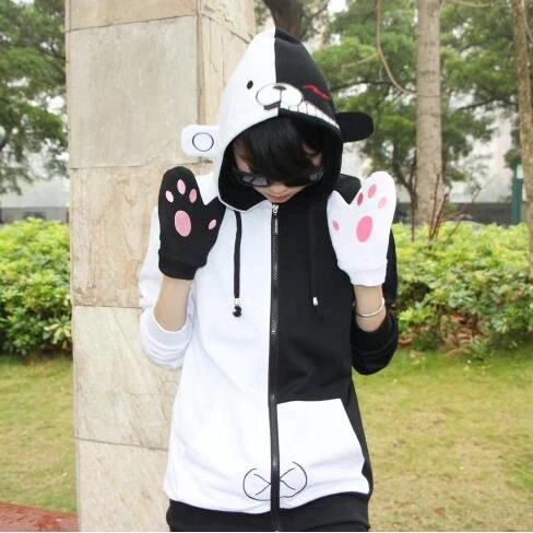 Danganronpa Monokuma Cosplay Costume Men Women Black And White Bear Jacket Sweatshirt Japanese Anime Hoodie Cosplay Costumes AliExpress