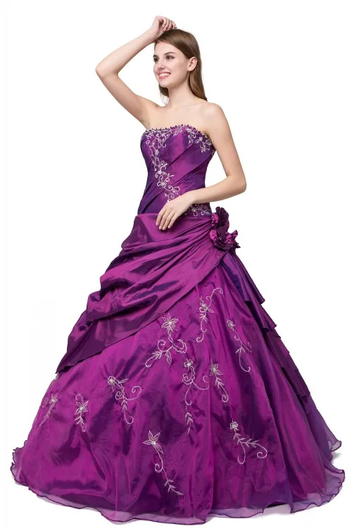 In Stock New Beaded Embroidery Taffeta And Tulle Burgundy Quinceanera Dresses Sweet 16 Dresses