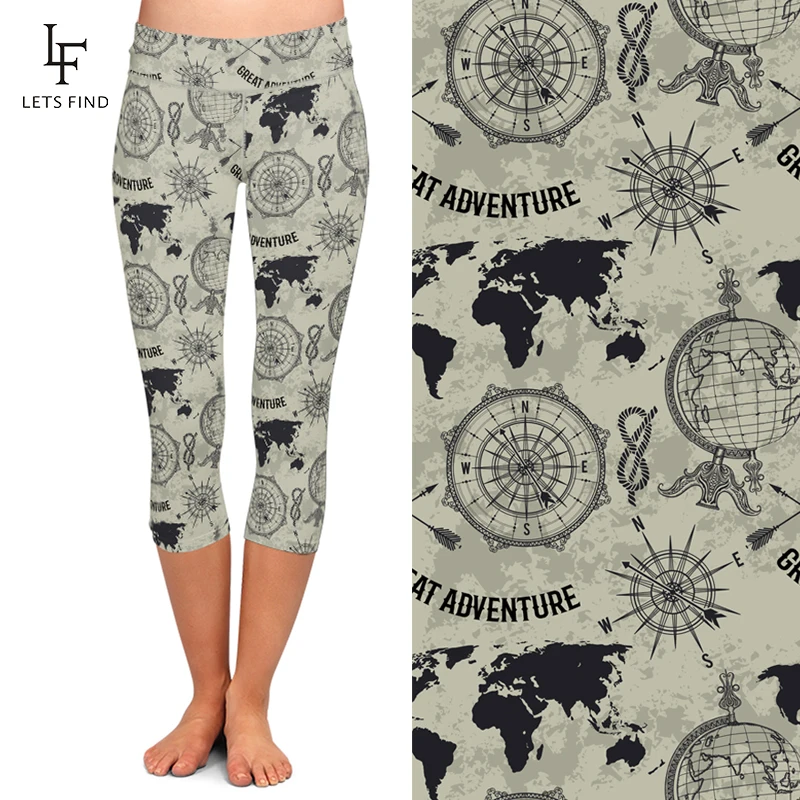 Letsfind Zomer Vrouwen Print Capri Leggings Fashion Hoge Taille Hoge Kwaliteit Melk Zijde Mid Kalf Leggings Hot Koop