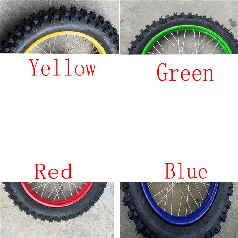 80/100-12 Guangli Tyres 1.85 x 12inch Rear Rims Wheel Steel Hub Black Wheels  32 spoke 15mm axle hole dirt pit bike Kayo Apollo