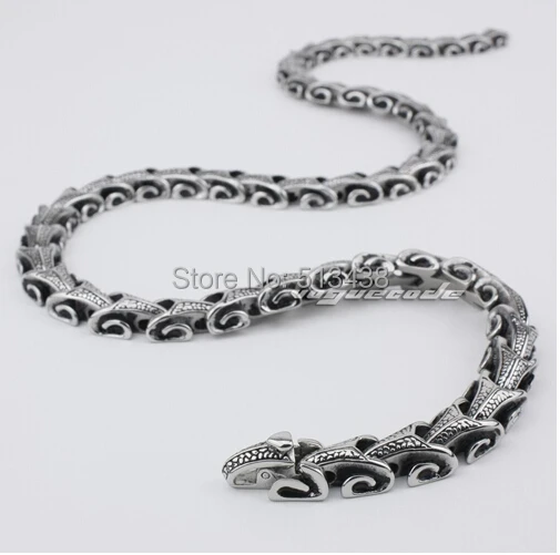 Christmas Gifts 24 inches So Cool 11mm Stainless steel Men Necklace Bike dragon Chain Bling Jewelry