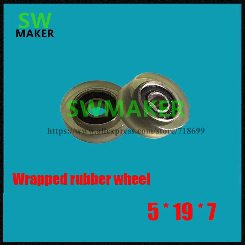 

5*19*7mm rubber covered wheel, 605 bearing pulley, rubber wrapped roller, PU polyurethane pulley direct sales