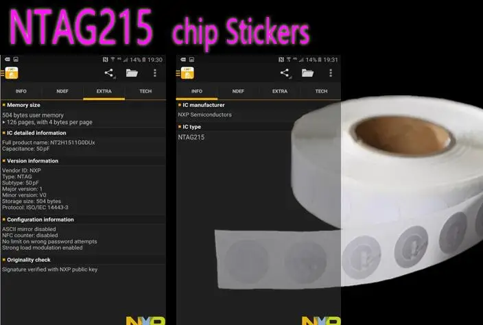 

100pcs/Lot NTAG215 NFC TAG Sticker NFC Forum Type 2 Tag All NFC Phone Available NFC Stickers Adhesive Labels