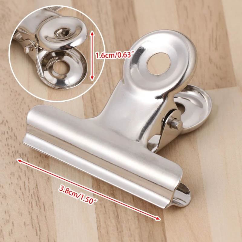 10pcs 38mm Metal Bulldog Grip Clips Food Bag Sealing Clamp File Ticket Binder Photo Money Organizer Kitchen Office School Supply