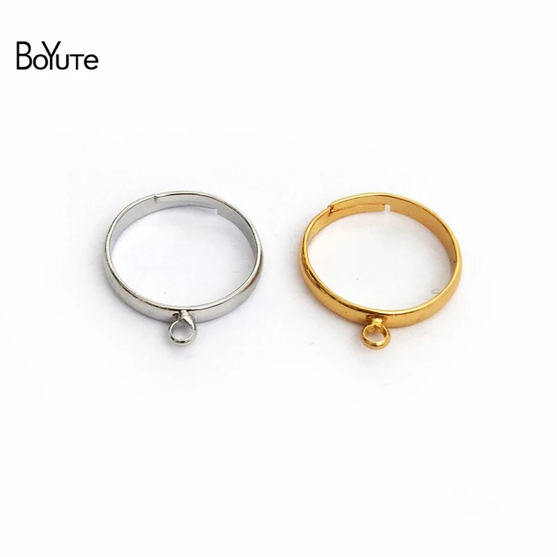 BoYuTe (50 Pieces/Lot) 5 Colors Inner 18MM Diameter Adjustable Ring Base Settings with One Loop Diy Jewelry Accessories Parts