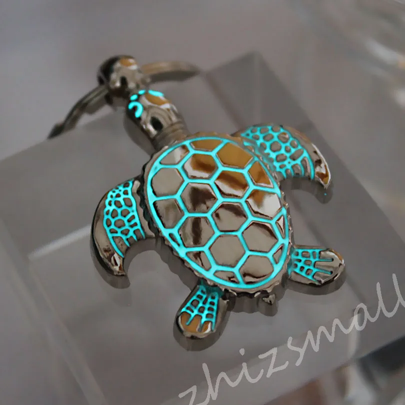 Glowing Sea turtle tortoise keychain Lady couple bag keyring GLOW in the DARK fashion