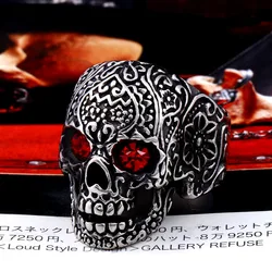 Beier new store 316L Stainless Steel Fashion skull men's ring red blue eyes ring High quality jewelry gift LLBR8-644R