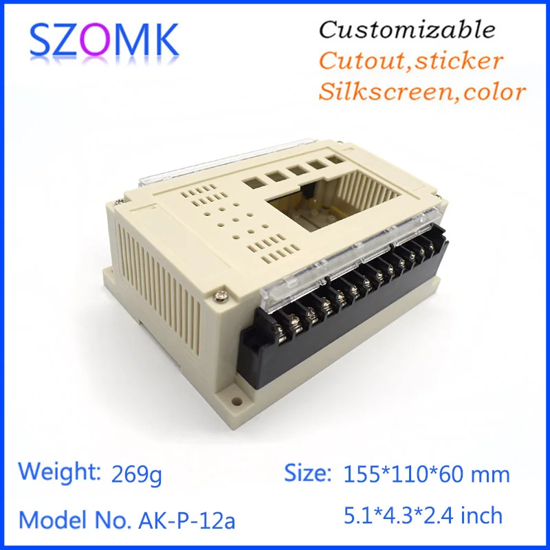 

4Pcs 155*110*60mm szomk hot sales plastic box for electronics project din rail box wall mount plastic enclosure with connector