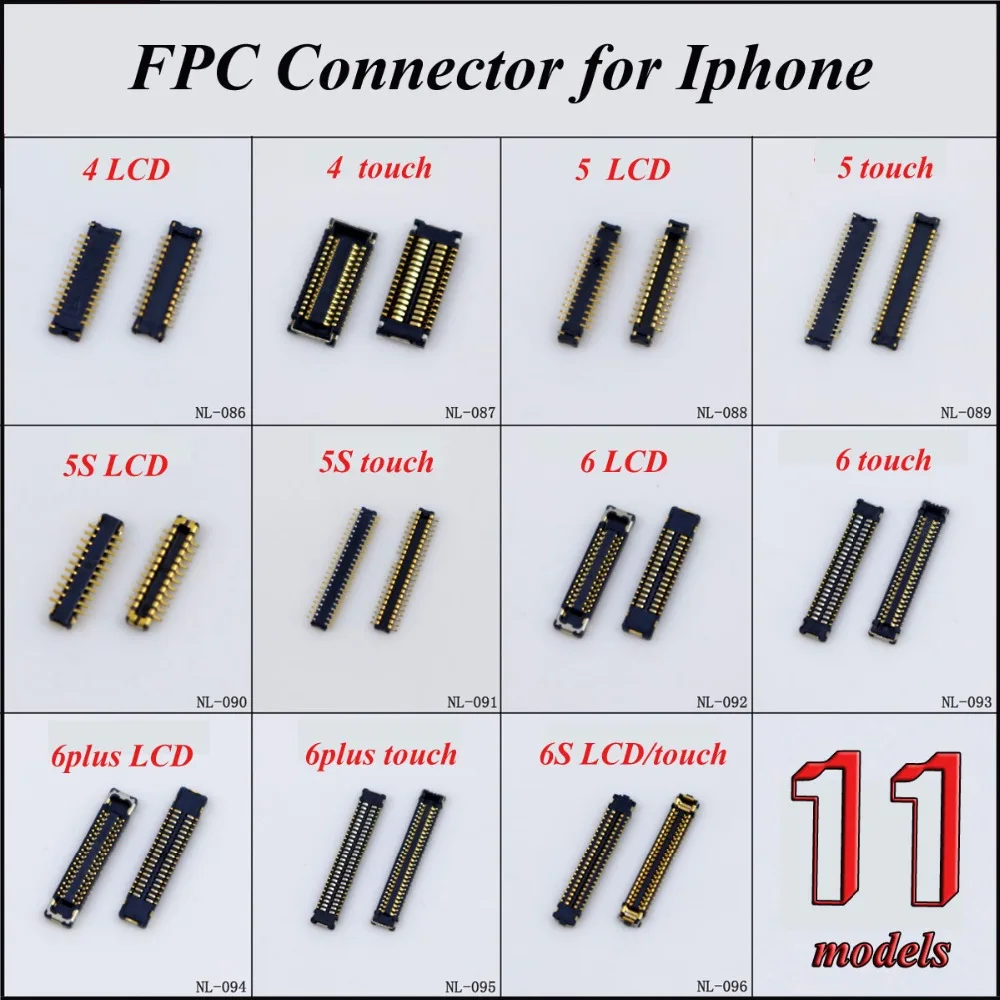 1Piece LCD Digitizer/Touch Screen Display FPC connector for iPhone 4 4s 5 5s 6 6plus 6s on motherboard logic board mainboard