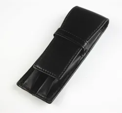 Black Double Pen Case Pouch Leather Fountain Pen Case Roller Pen Case Gift Business Office Accessories pencil bag