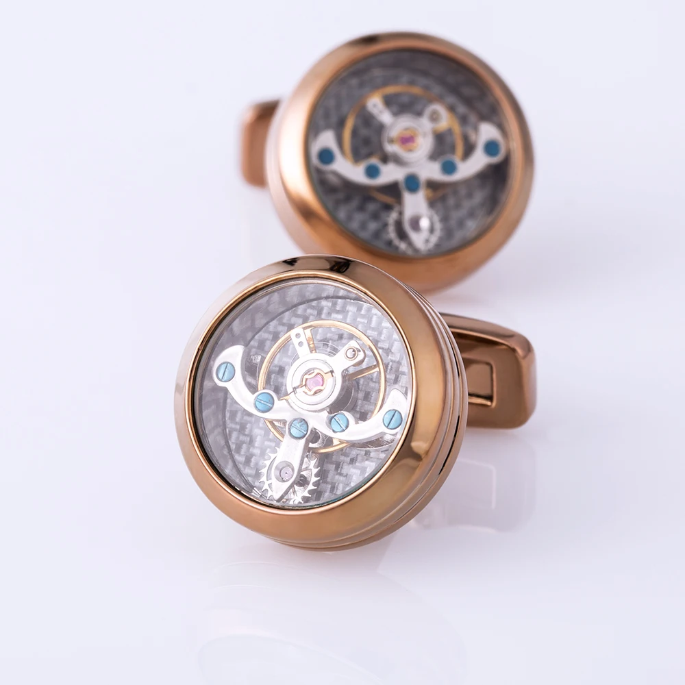 KFLK jewelry shirt cufflink for mens Brand cuff button watch Mechanical movement cuff link high quality Tourbillon guests