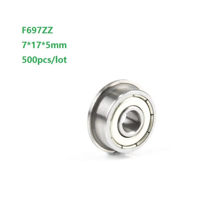 

500pcs F697ZZ F697Z F697 Z ZZ F697-ZZ 7x17x5mm Metal cover Flange Deep Groove Ball Bearing Miniature mini 7*17*5mm